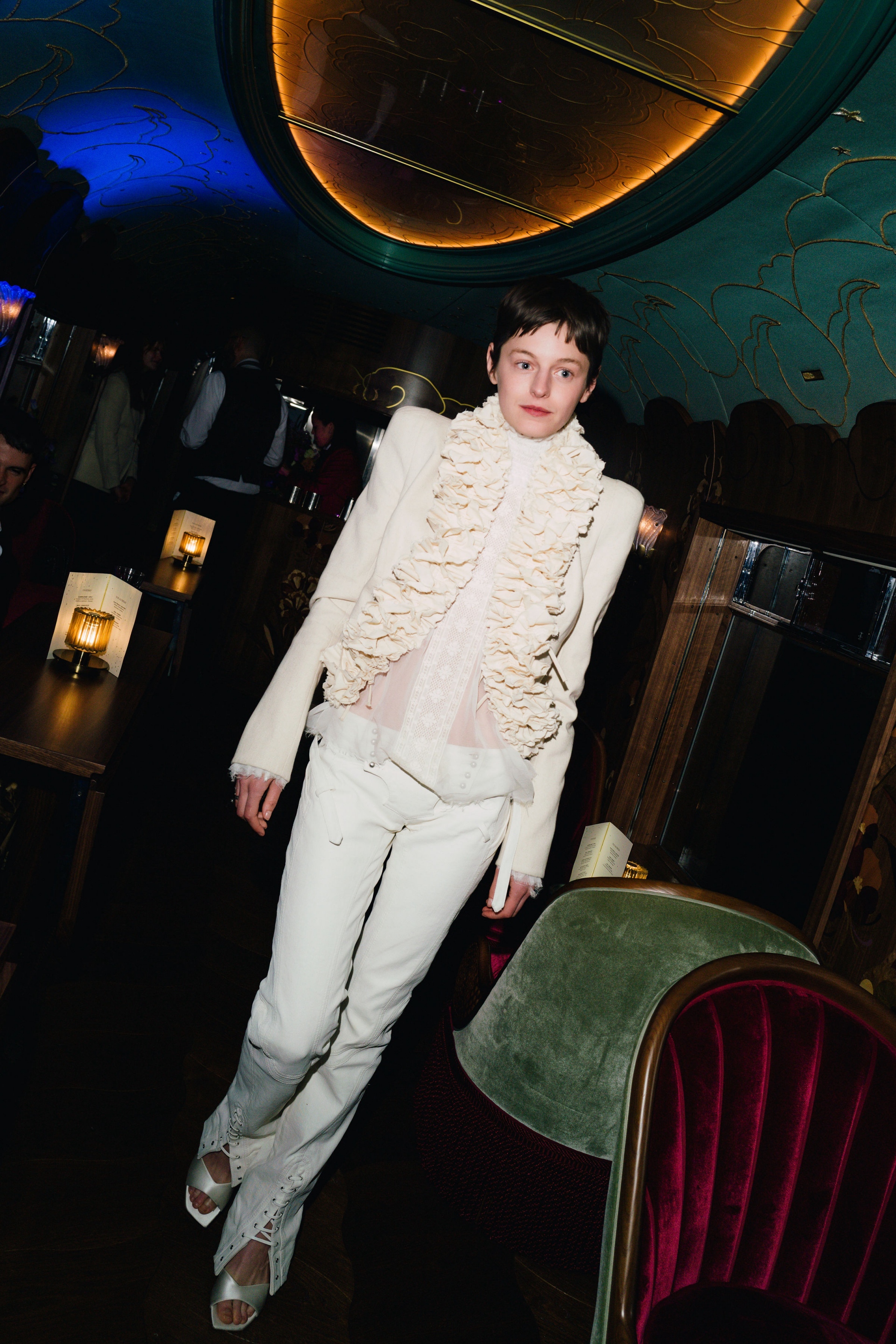 Actor Emma Corrin and celebrity guests attending an exclusive dinner aboard the Belmond British Pullman